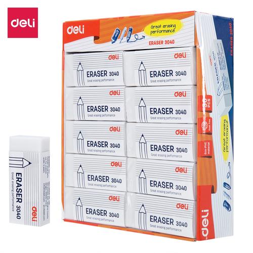 Deli E3040 Eraser/Penghapus-EcoPVC Eraser 60×24×12mm Soft 2B White