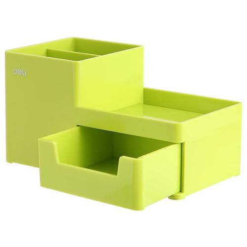 Deli EZ25150 ABS,PS Desk Organizer Green, 3comp., 1 drawer (Green)
