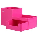Deli EZ25140 ABS,PS Desk Organizer Magenta, 3comp., 1 drawer (Pink)