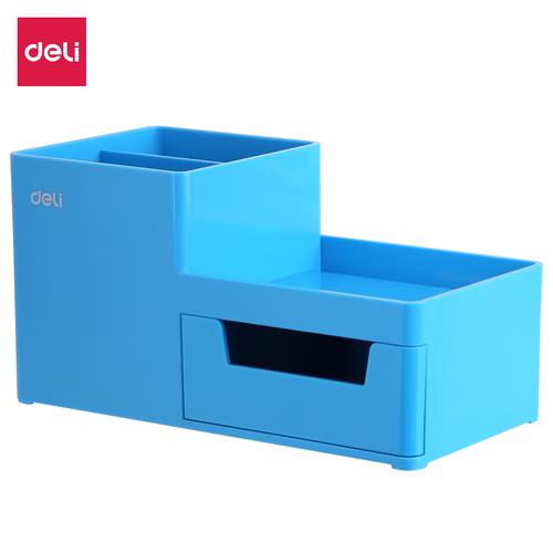 Deli EZ25130 ABS,PS Desk Organizer Blue, 3comp., 1 drawer (Blue)