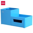 Deli EZ25130 ABS,PS Desk Organizer Blue, 3comp., 1 drawer (Blue)