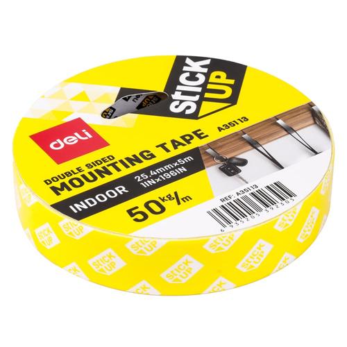Deli EA35113 Foam Mounting Tape 25.4mm*5m / Isolasi Putih 25.4mm*5m