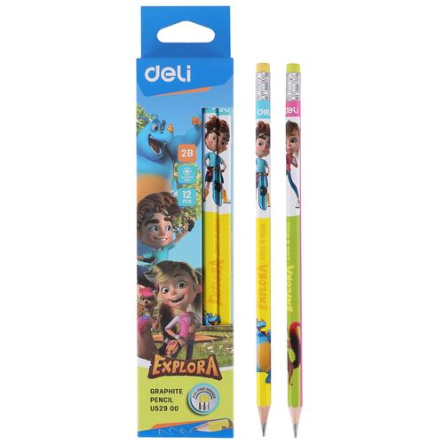 Deli EU52900 Graphite Pencil 2B w/eraser / Pensil 2B 1 BOX / 12 Pcs
