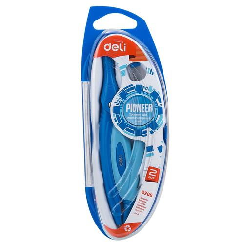 Deli EG20002 Jangka&Pensil -Plastic Compass w/mechanical pencil-Biru