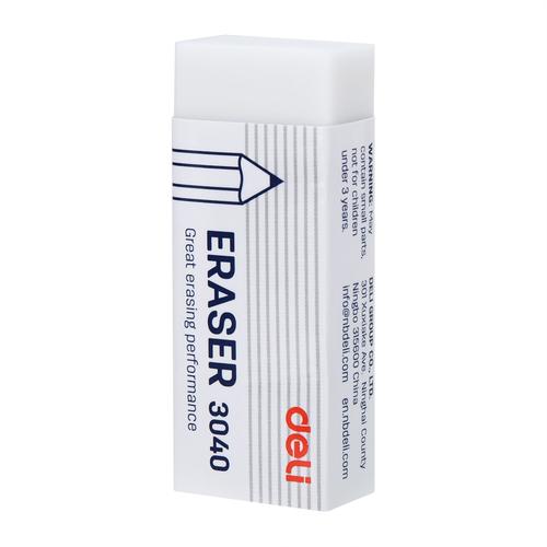Deli E3040 Eraser/Penghapus-EcoPVC Eraser 60×24×12mm Soft 2B White