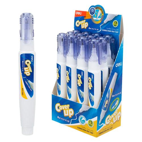 Deli E7287 Tip X-Correction Pen Steel Tip 8ml White Bottle