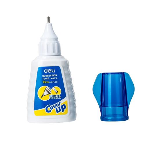 Deli EH10310 Tip X-Correction Fluid 18ml Steel & Brush Duo Applicator