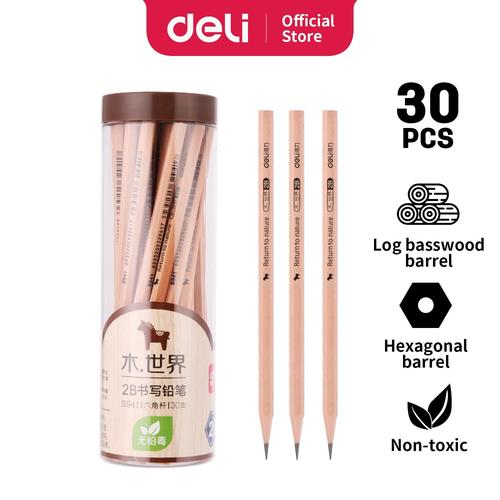Deli S941-2B Pensil Kayu 30 Pcs/Tube Standar Ujian Nasional Komputer