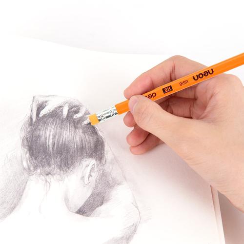 Deli EU51600 Grafit Pensil Kayu 12 Pcs/Box 4 Warna dengan Penghapus