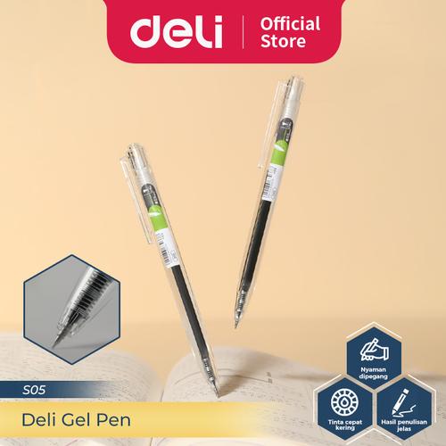 Deli Pulpen Gel / Gel Retractable Pen Cetek Hitam 0.5mm S05
