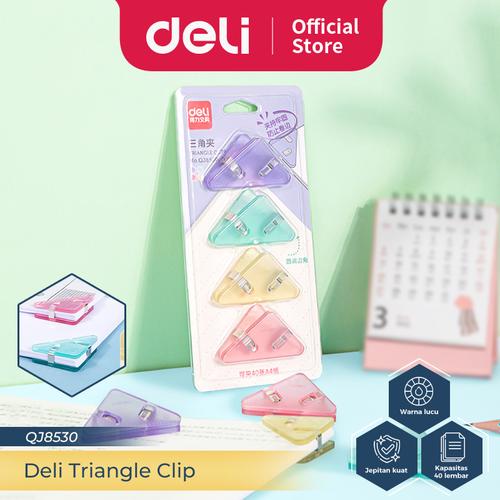 Deli Triangle Clip / Penjepit Sudut Kertas 40 Lembar A4 QJ8530