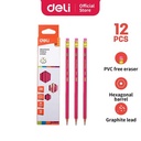 Deli E37000 Pensil Kayu- 2B w/eraser- Pink
