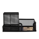 Deli Organizer / Tempat Alat Tulis Bahan Metal 3 Sekat Hitam E9175