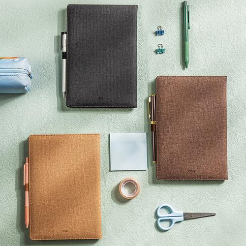 Deli Canvas Cover Notebook A5 96 Lembar Dengan Pen Holder EN118L