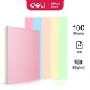 Deli Kertas Print Fotocopy Berwarna A4 80gsm 5 Warna 100 Lembar 7788