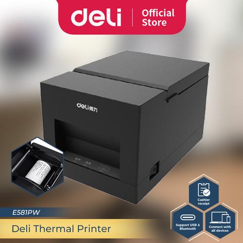 Deli Printer Thermal Cetak Struk Kasir 58 mm USB Bluetooth POS E581PW
