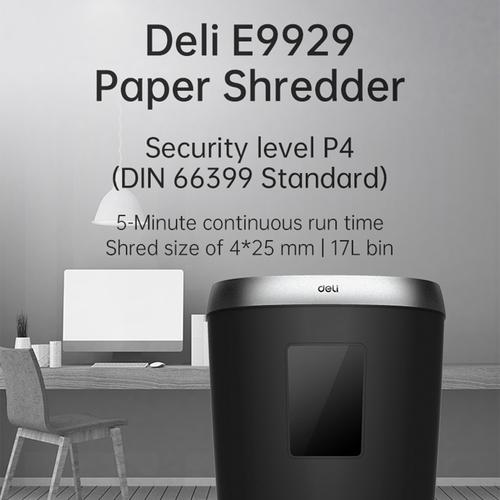 Deli Penghancur kertas Paper Shredder kapasitas 5 lembar 17 ltr E9929