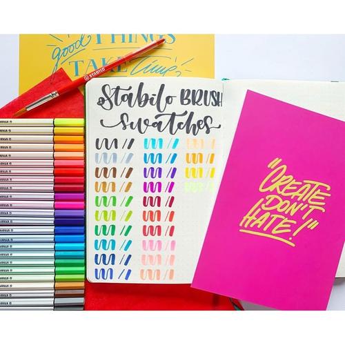 STABILO Pen 68 Brush Dark Red / Merah / Premium Marker Kuas Kaligrafi