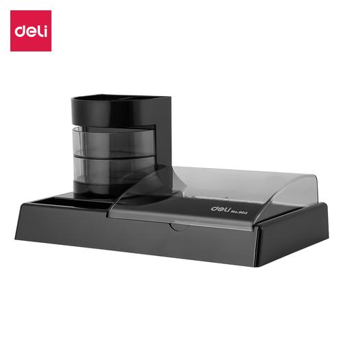 Deli Desk Organizer / Tempat Alat Tulis Bahan Plastik Dengan Kompartemen Warna Hitam E903