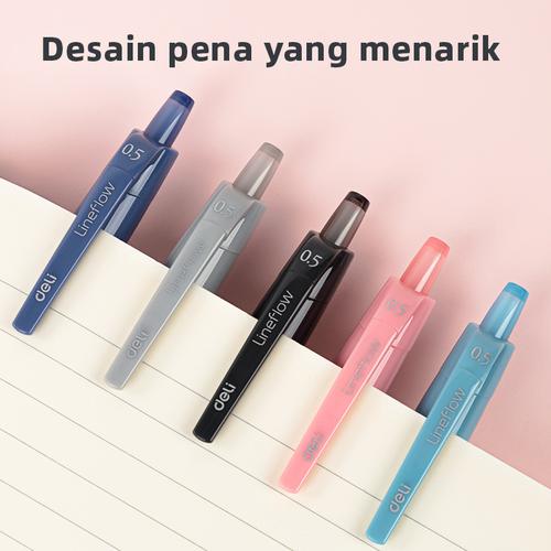Deli Gel Pen Pulpen Gel Cetek 0.5 mm Tinta Hitam 12 PCS S08-B
