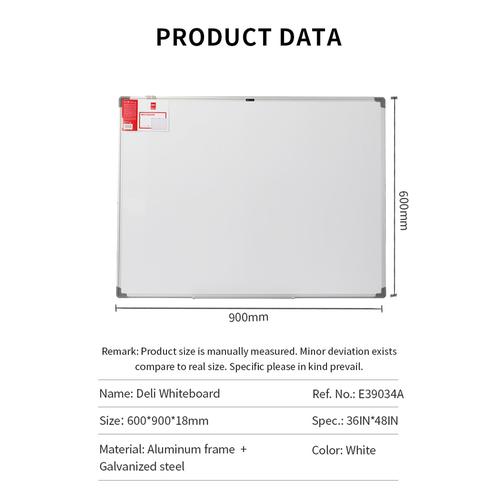 Deli Papan Tulis Putih Gantung Magnetik Ukuran 90 x 120 cm E39034A