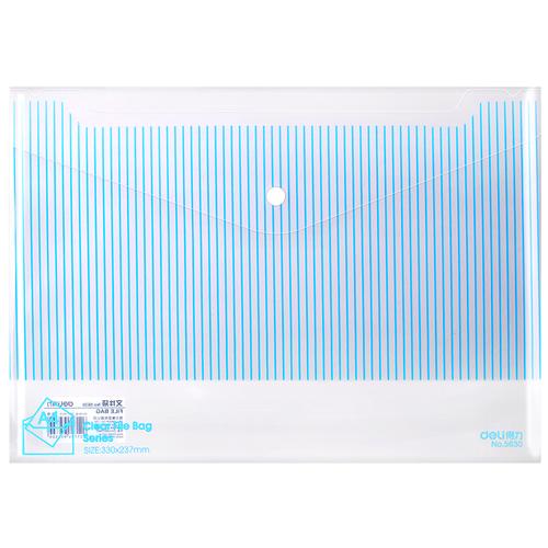 Deli File Bag / Map Plastik Kancing / Tas Map Plastik A4 Anti Air 5630