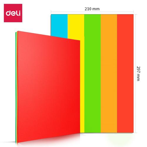 Deli Kertas Print Fotocopy Berwarna A4 80gsm 5 Warna 100 Lembar 7788