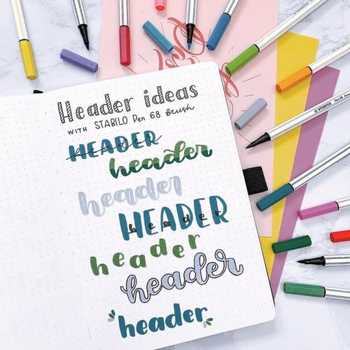 STABILO Pen 68 Brush Turquoisegreen / Premium Marker Kuas Kaligrafi