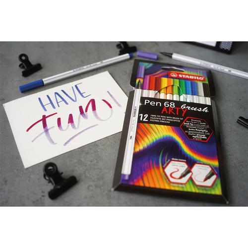 STABILO Pen 68 Brush ARTY Wallet of 12's / Brush Pen / Kuas Kaligrafi