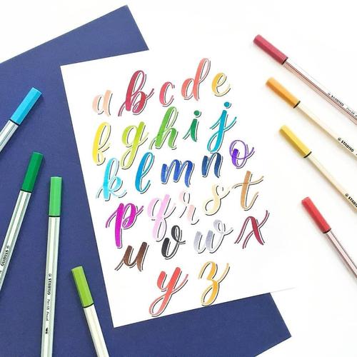 STABILO Pen 68 Brush Yellow / Kuning / Premium Marker Kuas Kaligrafi