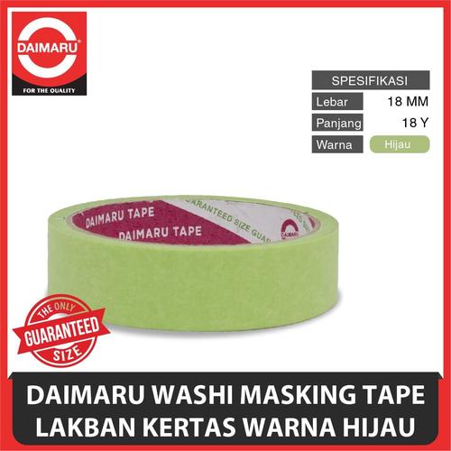 Daimaru Washi Masking Tape Lakban Kertas Warna Hijau 18 mm x 18 Yard