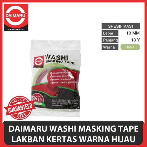 Daimaru Washi Masking Tape Lakban Kertas Warna Hijau 18 mm x 18 Yard