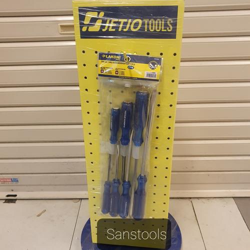 JETJO TOOLS 701032 TPR Obeng GO THRU screwdriver 7pcs Ketok murah