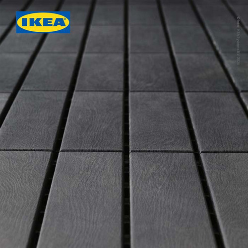 IKEA RUNNEN Decking Tile Bongkar Pasang Abu-Abu Tua 0.81 m² Isi 9Pcs