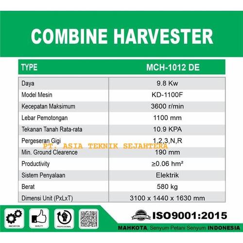 Mesin panen padi Mahkota Original Combine Harvester