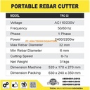 Portable Rebar Steel Bar Cutter Tigon TRC-32