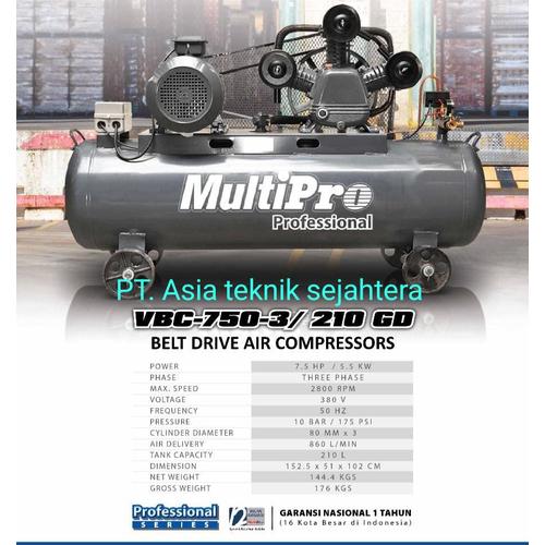 Kompresor Angin Multipro 7.5 hp 10 bar Terbaik