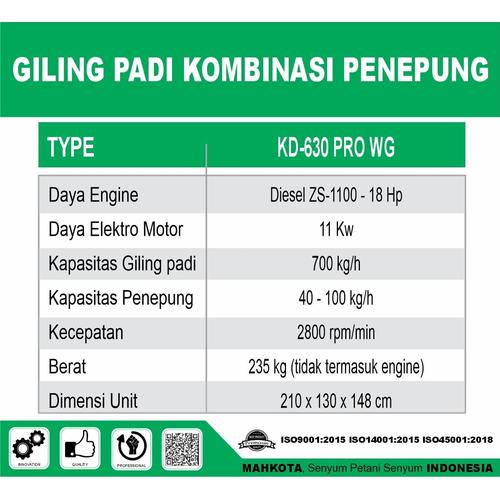 Mahkota Giling Padi Kombinasi Penepung KD-630 PRO WG