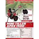 Mesin bajak sawah cultivator tiller traktor diesel apex1500