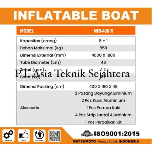Perahu Karet Matsumoto MIB-400 R Kapasitas 8+1 Orang