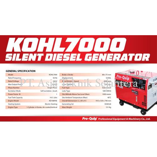 Genset silent diesel 6000 watt KOHL7000