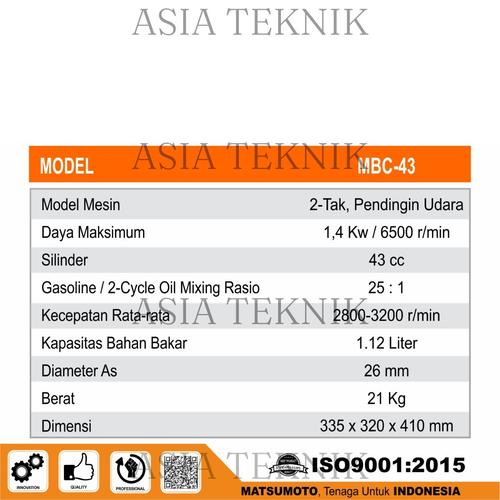 Mesin Potong Rumput MATSUMOTO MBC 43cc 2 Tak ORIGINAL