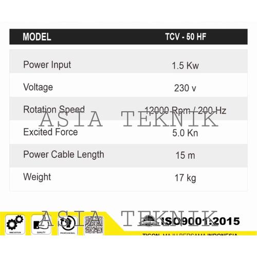 TIGON HIGH FREQUENCY CONCRETE VIBRATOR 50 HF