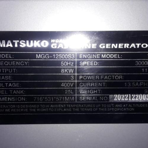 Genset 10 kva 3 phase Matsuko MGG12500