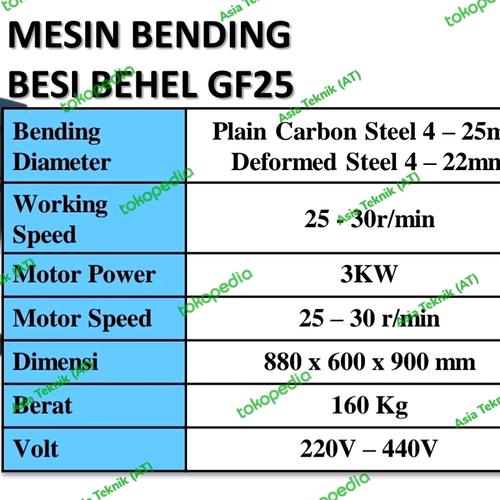 Bar Bending / Bar Bender maks 25 mm 1 phase Mesin Penekuk Beton Behel