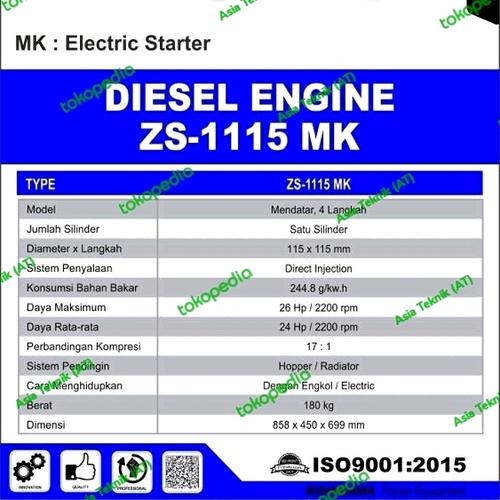 Mesin Penggerak Diesel 26 Hp Engine Diesel 26 Pk Water Cooler Stater