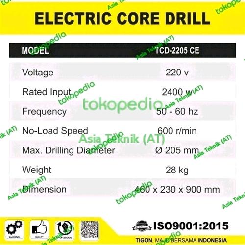 Mesin Bor Beton & Aspal 8 inch Electric Core Drill Tigon Original