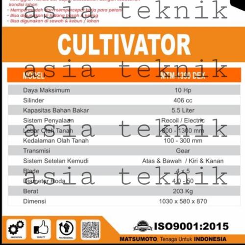 CULTIVATOR TRAKTOR MINI DIESEL MATSUMOTO MTM 1390 DEX SAWAH & LADANG