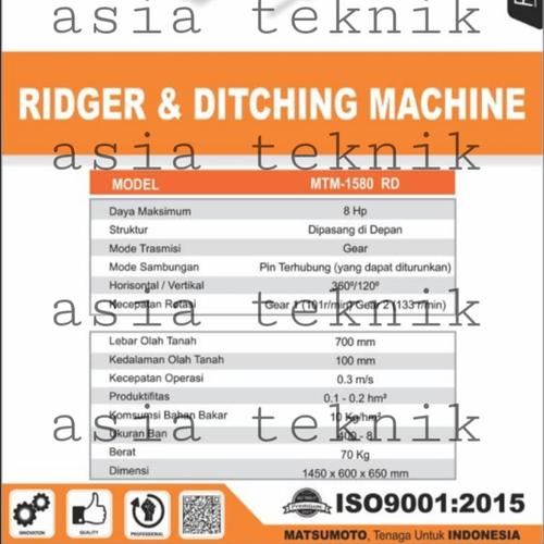 Traktor Sawah Tiller Matsumoto MTM 1580 RD lengkap Mesin Bensin 8HP