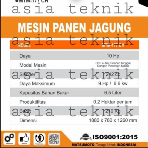 Traktor Panen Jagung Matsumoto MTM 177 CH lengkap Mesin Bensin 11 HP